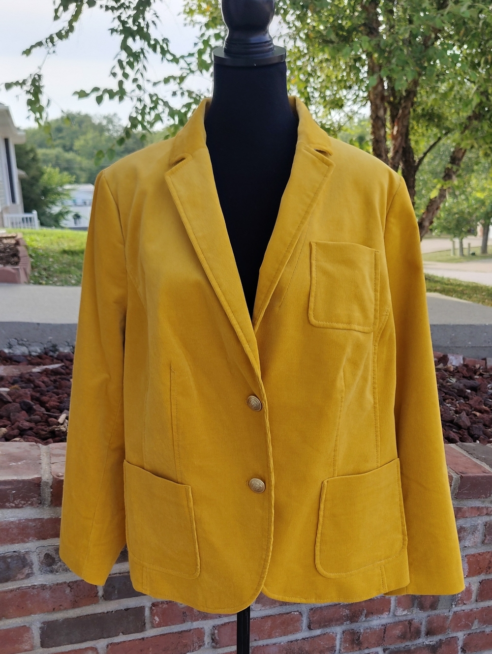 Talbots Cotton School Boy Corduroy Two Button Blazer Jacket Size 16W Plus Size